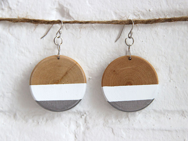 Paint Dipped Wood Earrings