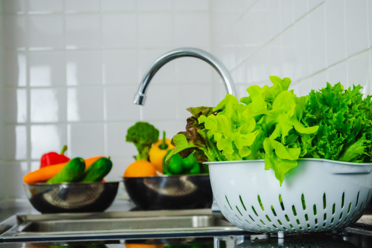 Preparing Vegetable To Washing To Remove Pesticides From Skin.