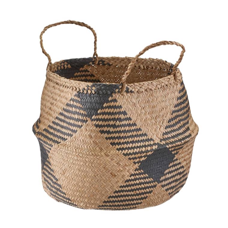 Large Diamonds Seagrass Belly Basket